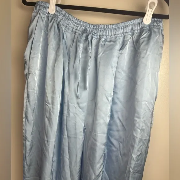 Sleeper Baby Blue Silky Satin 100% Eco-Vero Relaxed Cuffed Pajamas Pants O/S