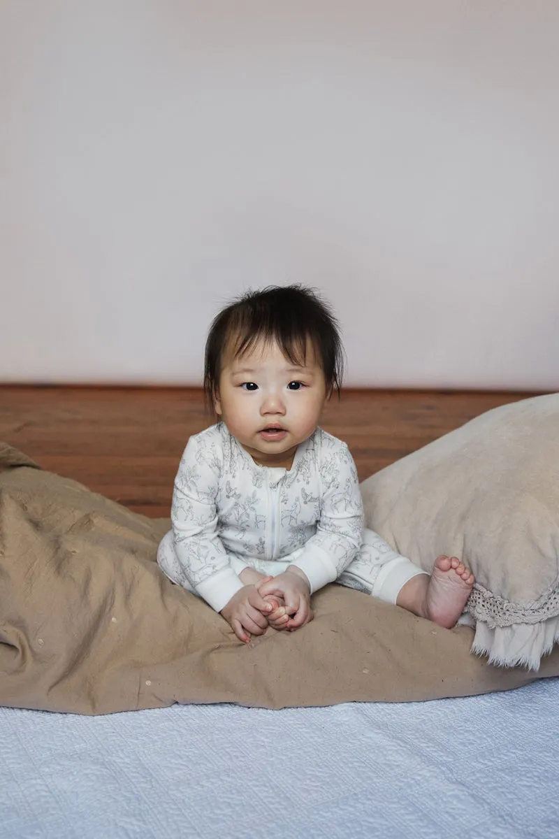Sleepsuit/Onesie, white woodland print
