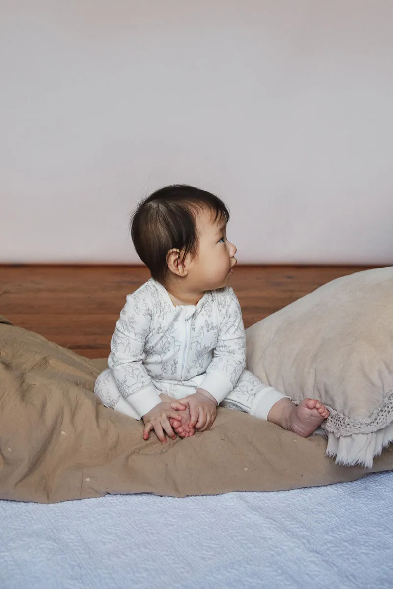 Sleepsuit/Onesie, white woodland print