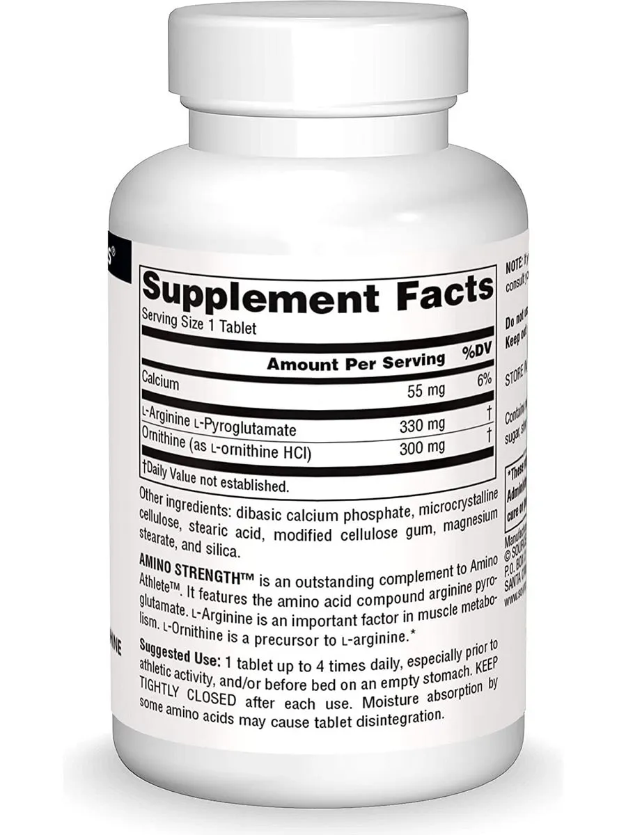 Source Naturals, Amino Strength™ Arginine Pyroglutamate   L-Ornithine, 50 tablets