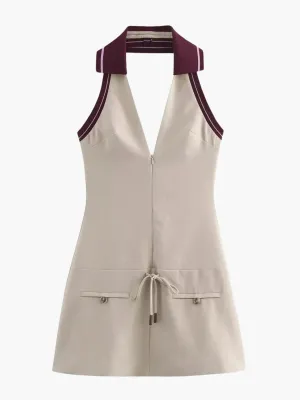 Sporty Chic Halter Mini Dress