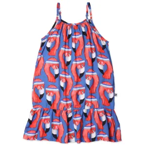 Sporty Flamingo Woven Dress- Bright Blue