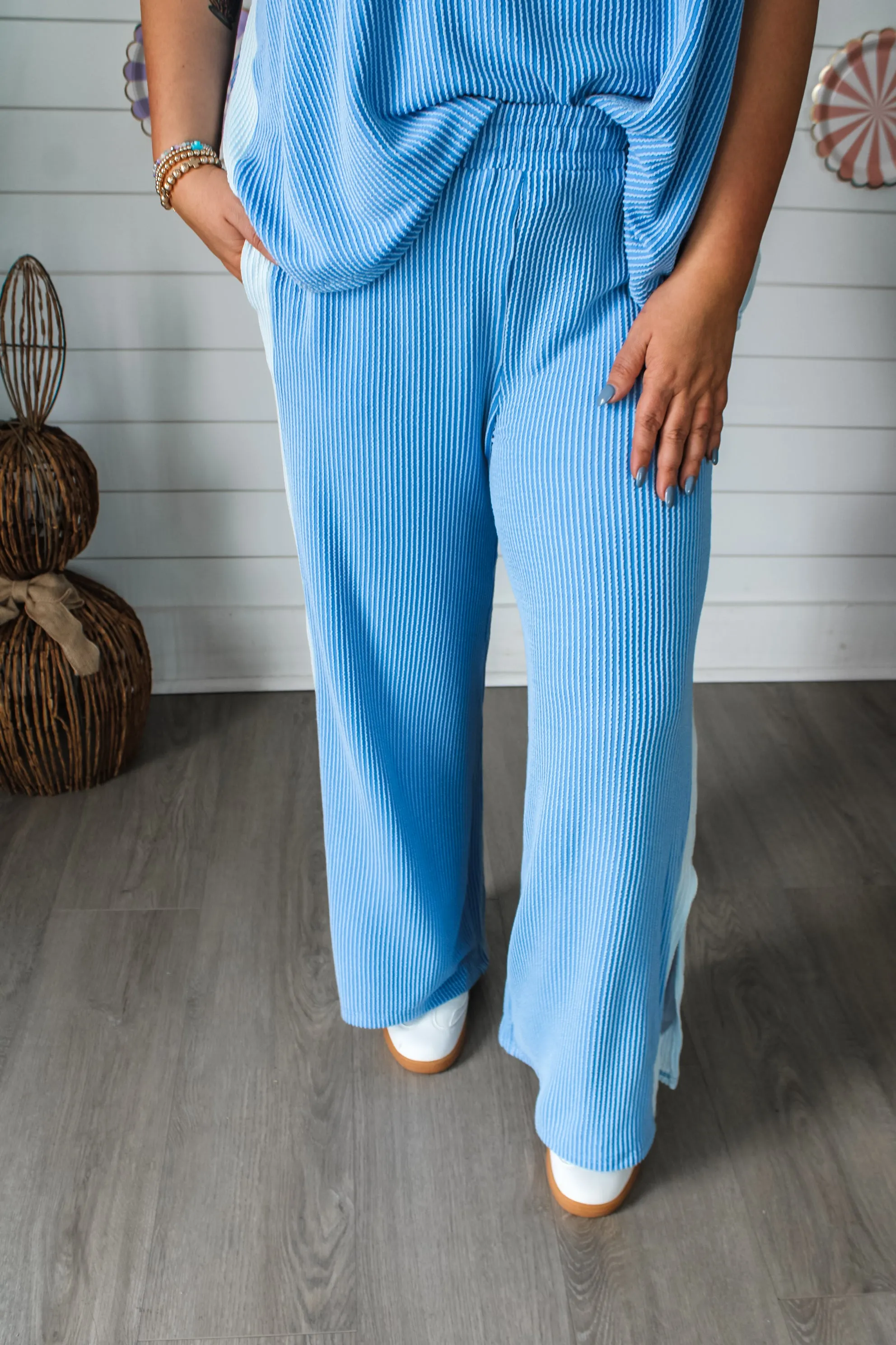 Spring Feeling Wide Leg Pants • Blue