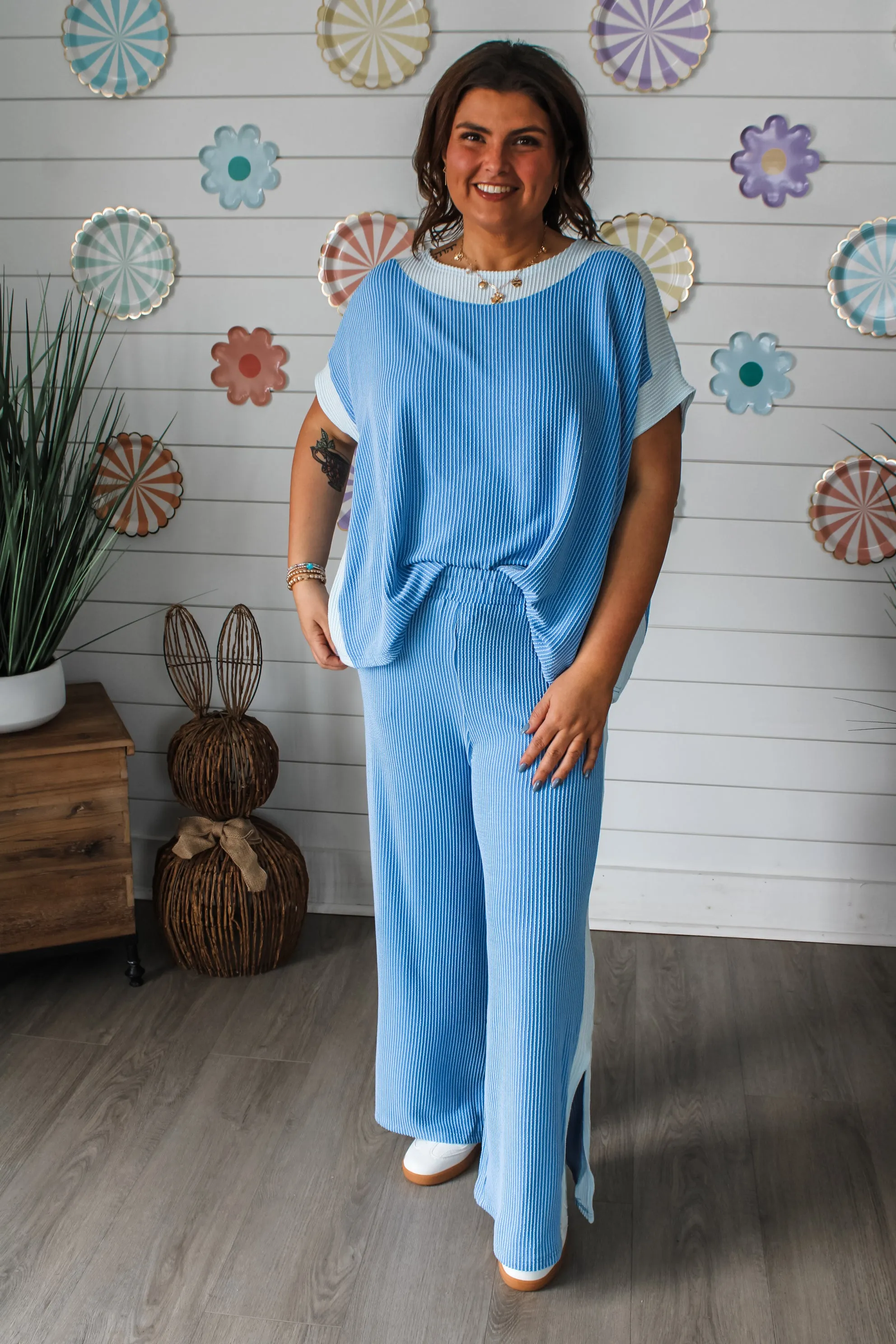 Spring Feeling Wide Leg Pants • Blue