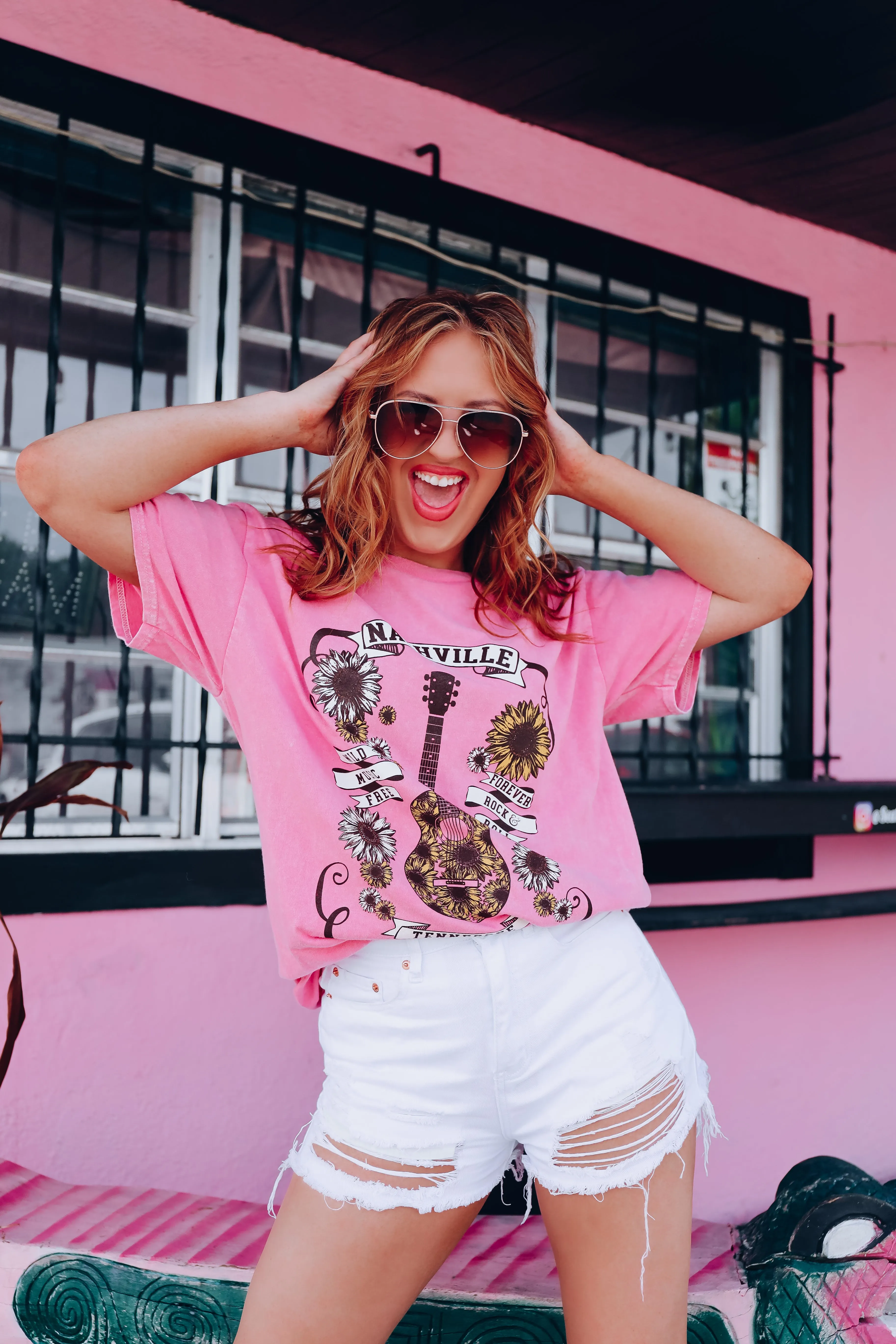 Sunflower Nashville Graphic Tee - Pink