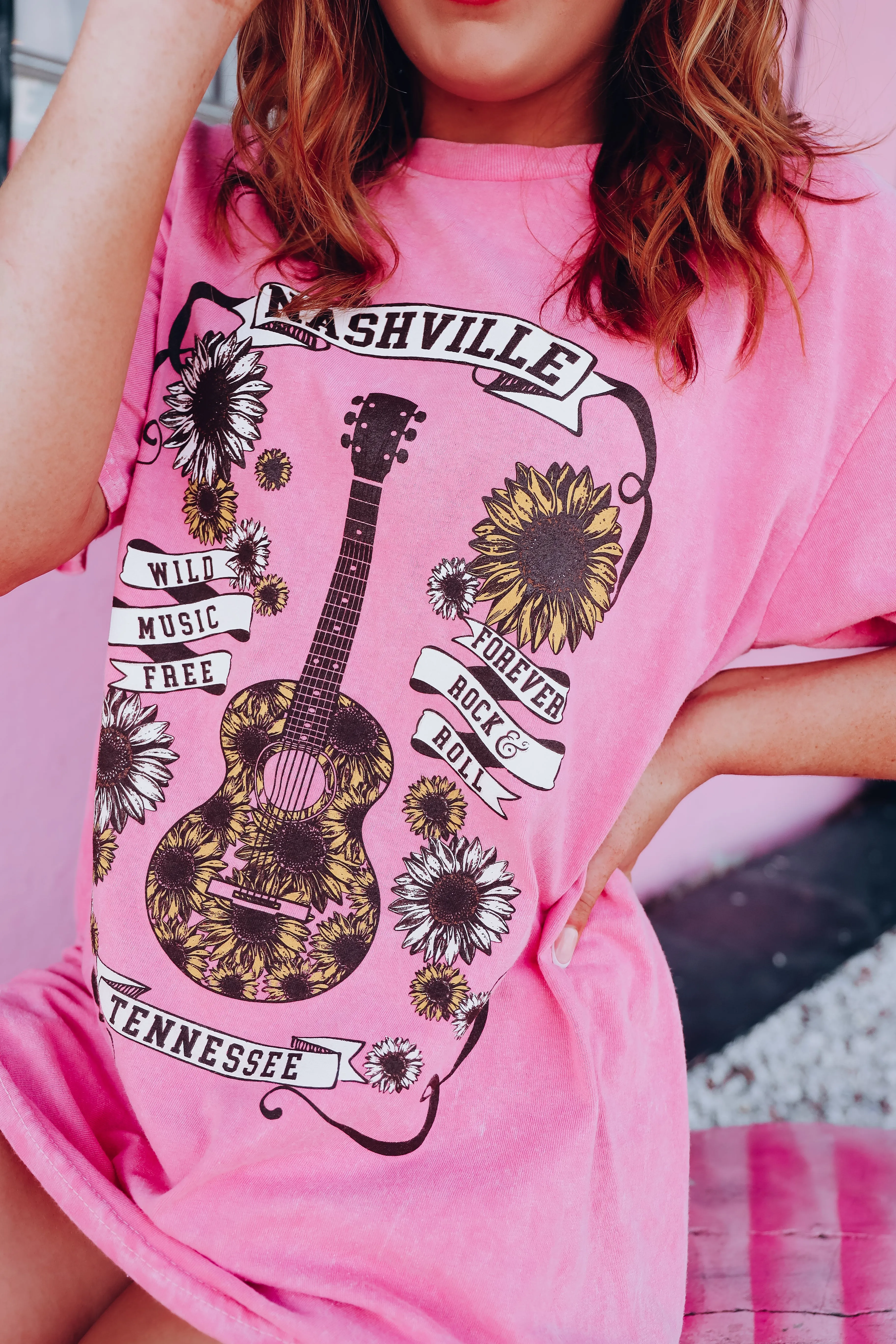 Sunflower Nashville Graphic Tee - Pink