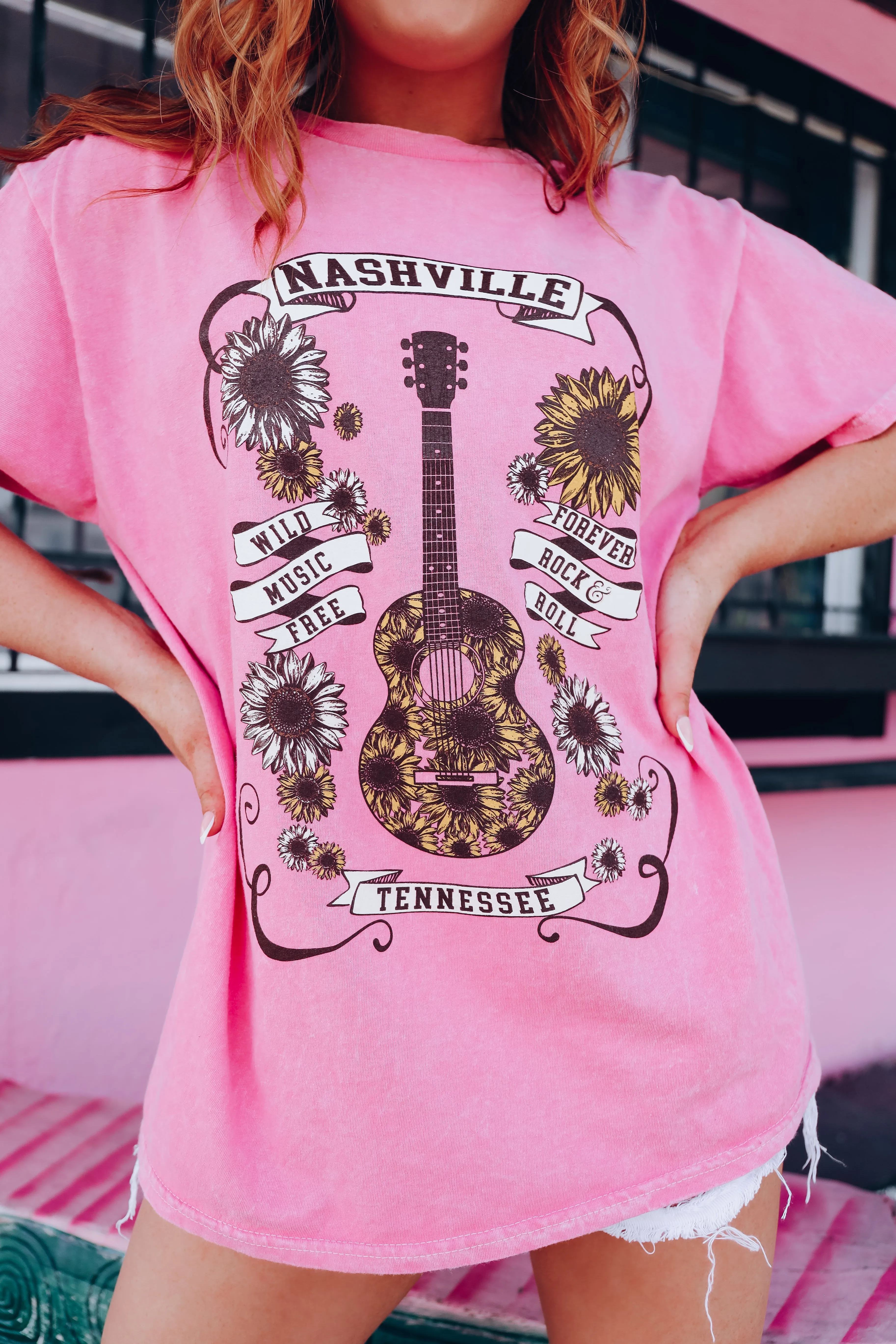 Sunflower Nashville Graphic Tee - Pink