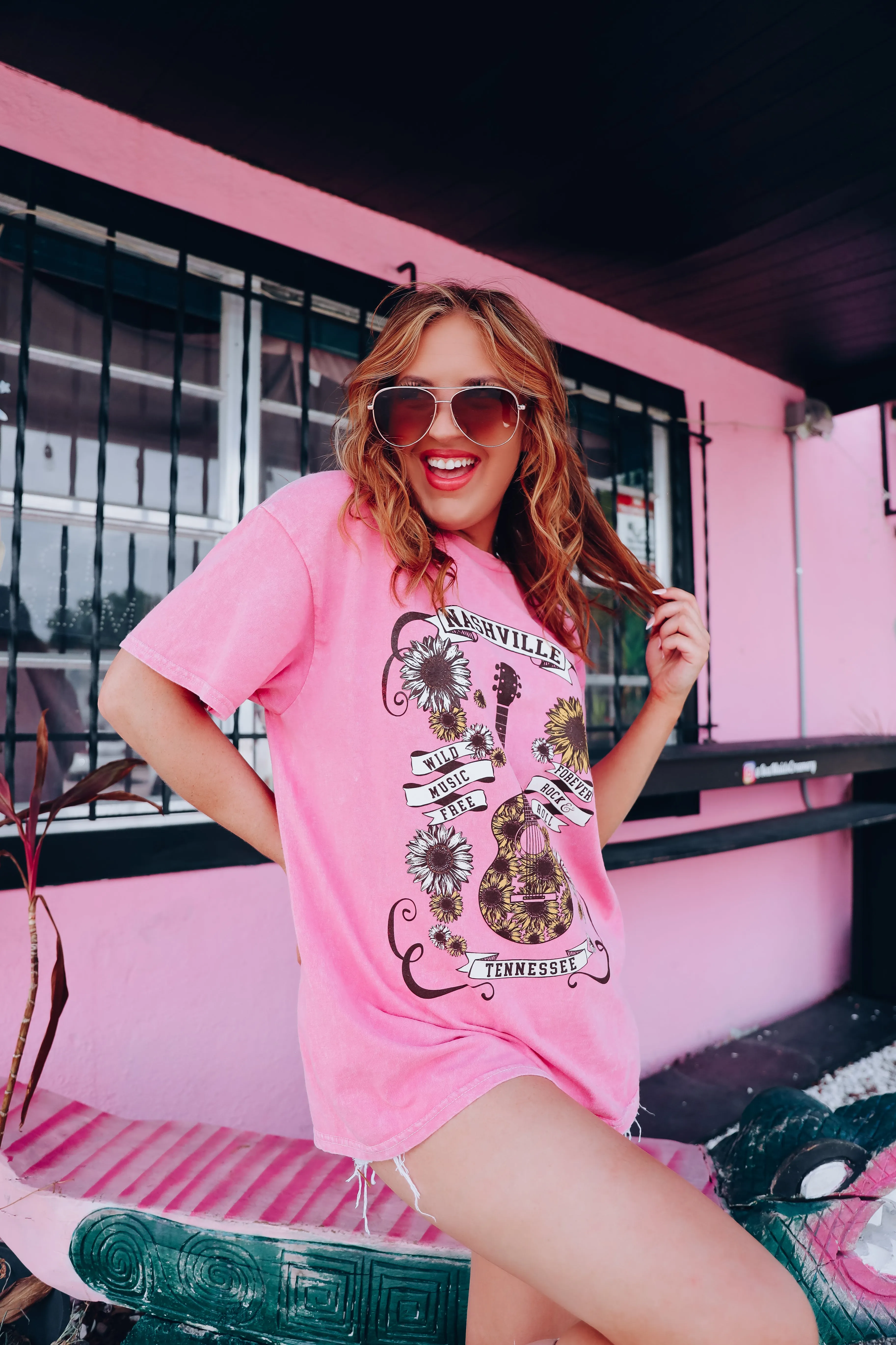 Sunflower Nashville Graphic Tee - Pink