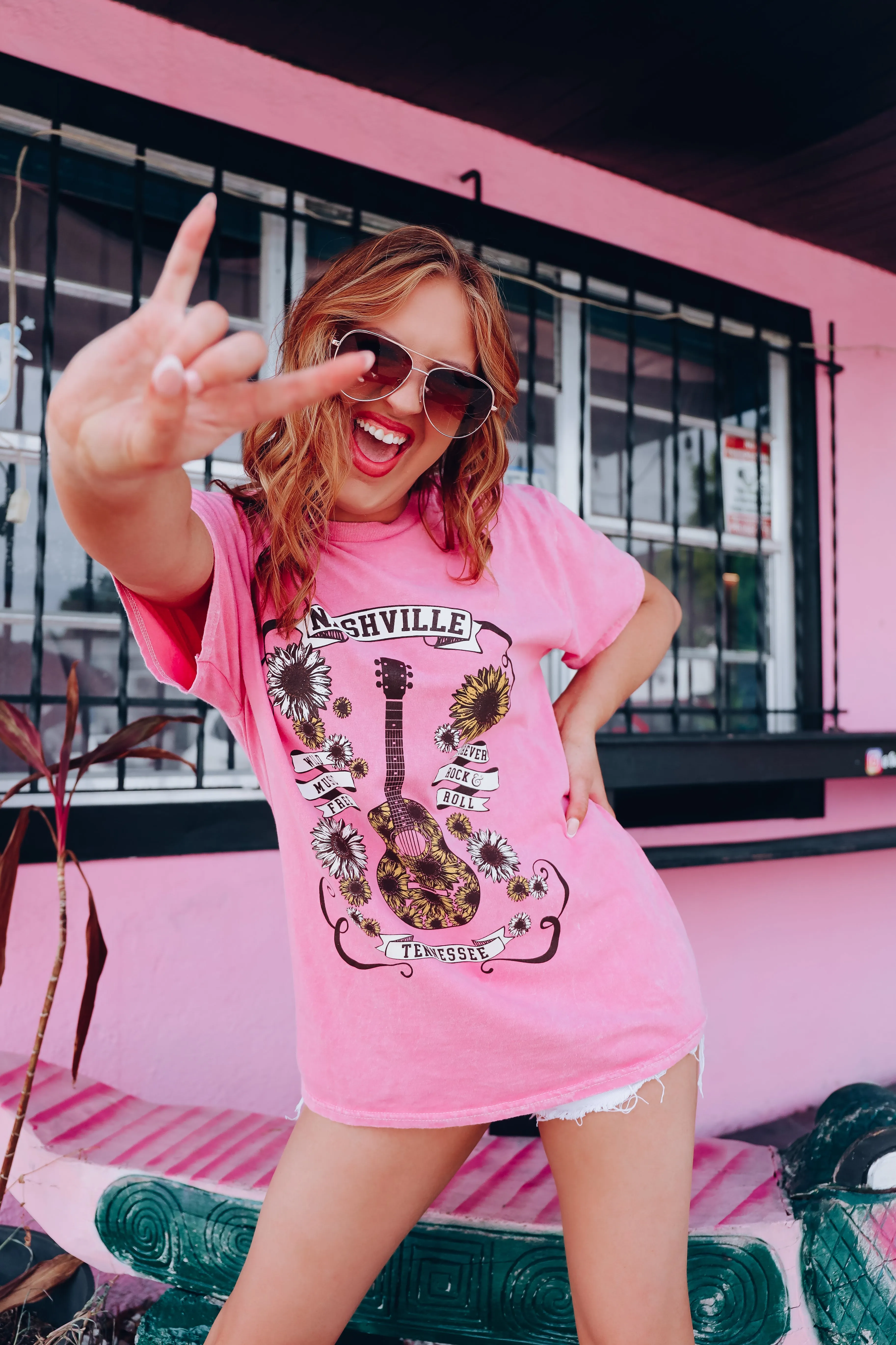 Sunflower Nashville Graphic Tee - Pink