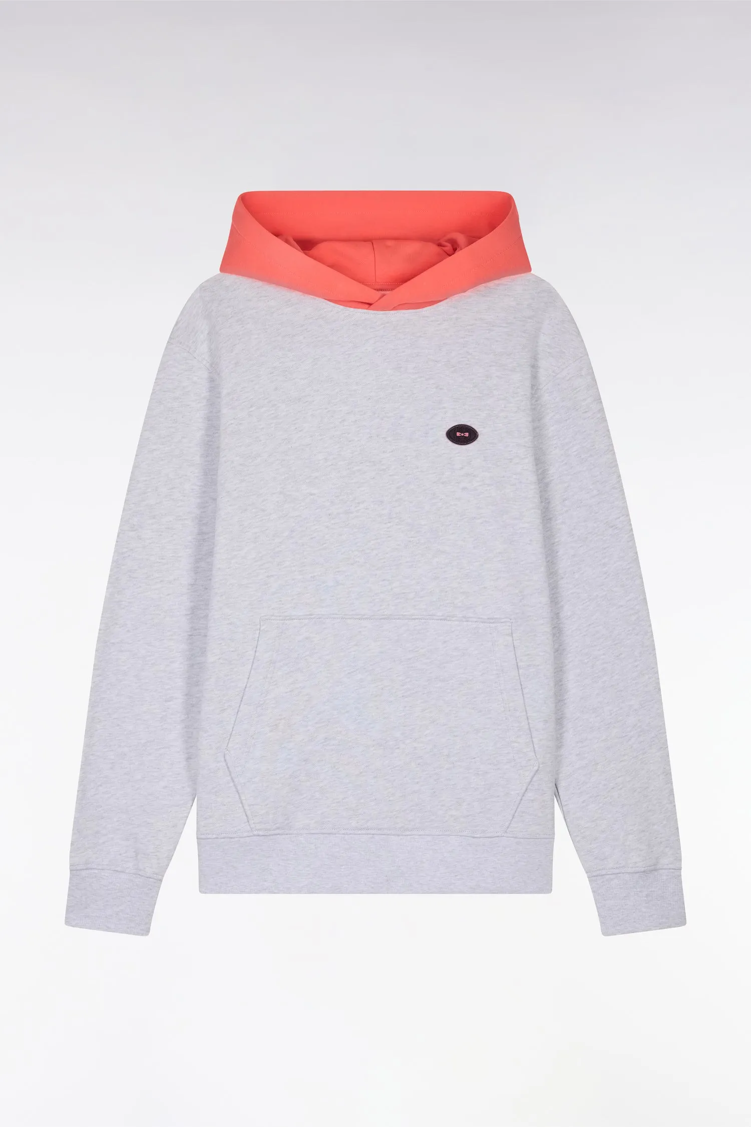 Sweatshirt en molleton coton bicolore corail coupe décontractée