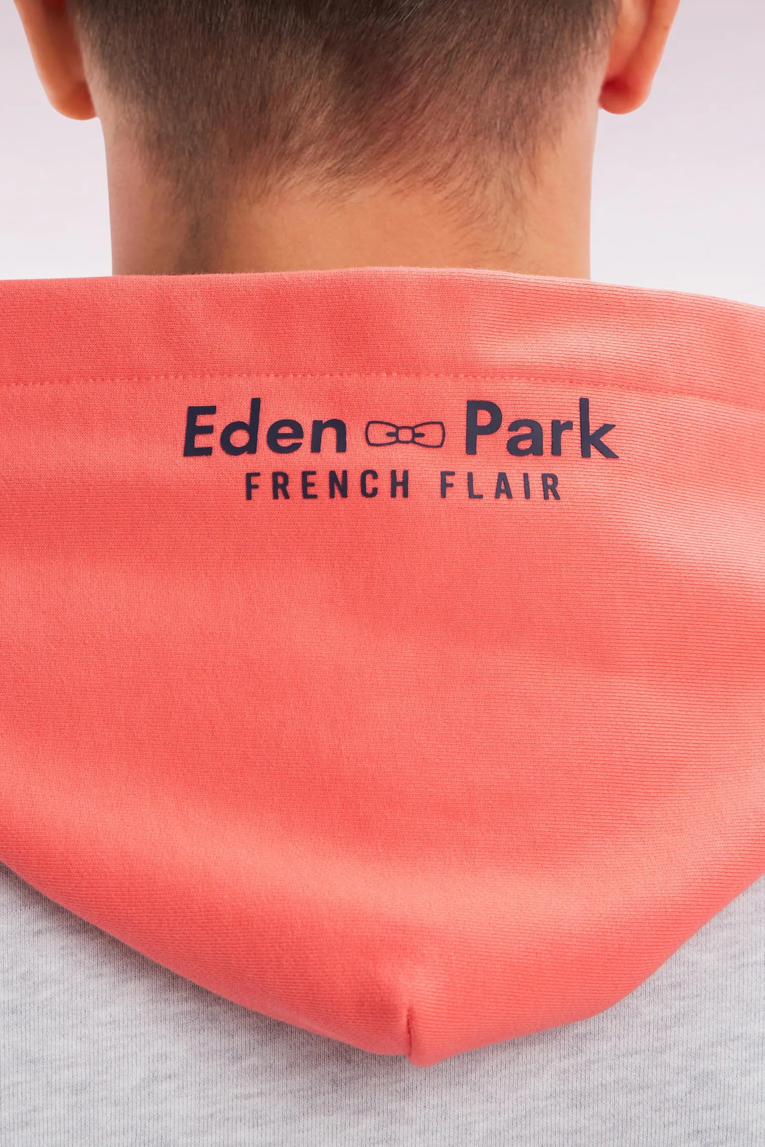 Sweatshirt en molleton coton bicolore corail coupe décontractée