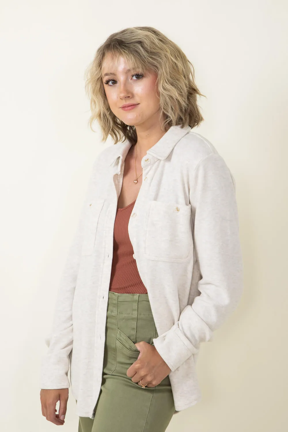 Thread & Supply Lewis Soft Luxe Button Up Shirt for Women in Oatmeal | T1084PVXTS-OATMEAL