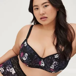 Torrid Womens NWT Skull Floral Black Lined Full Coverage Balconette Bra Sz 40F