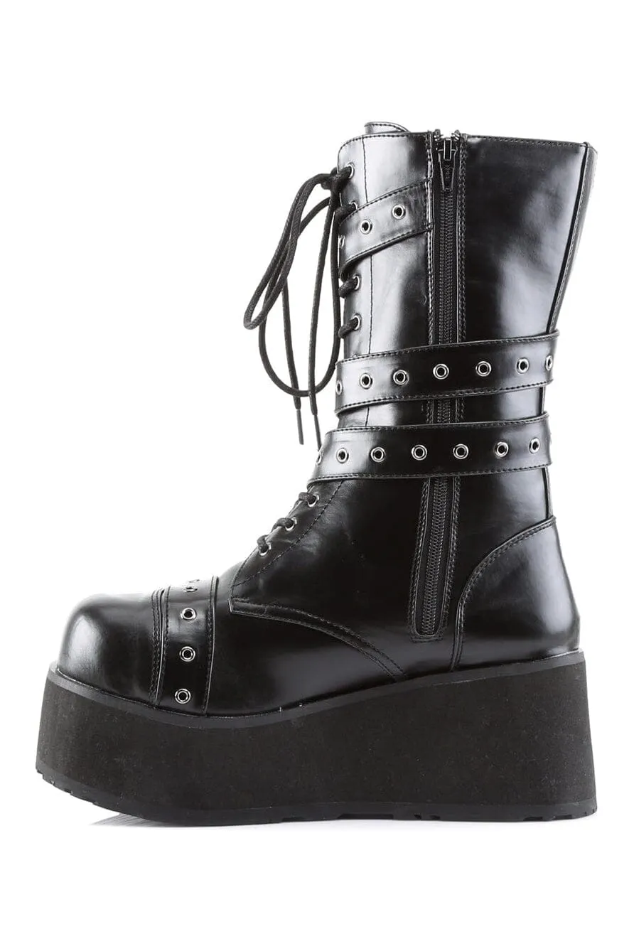 TRASHVILLE-205 Black Vegan Leather Knee Boot