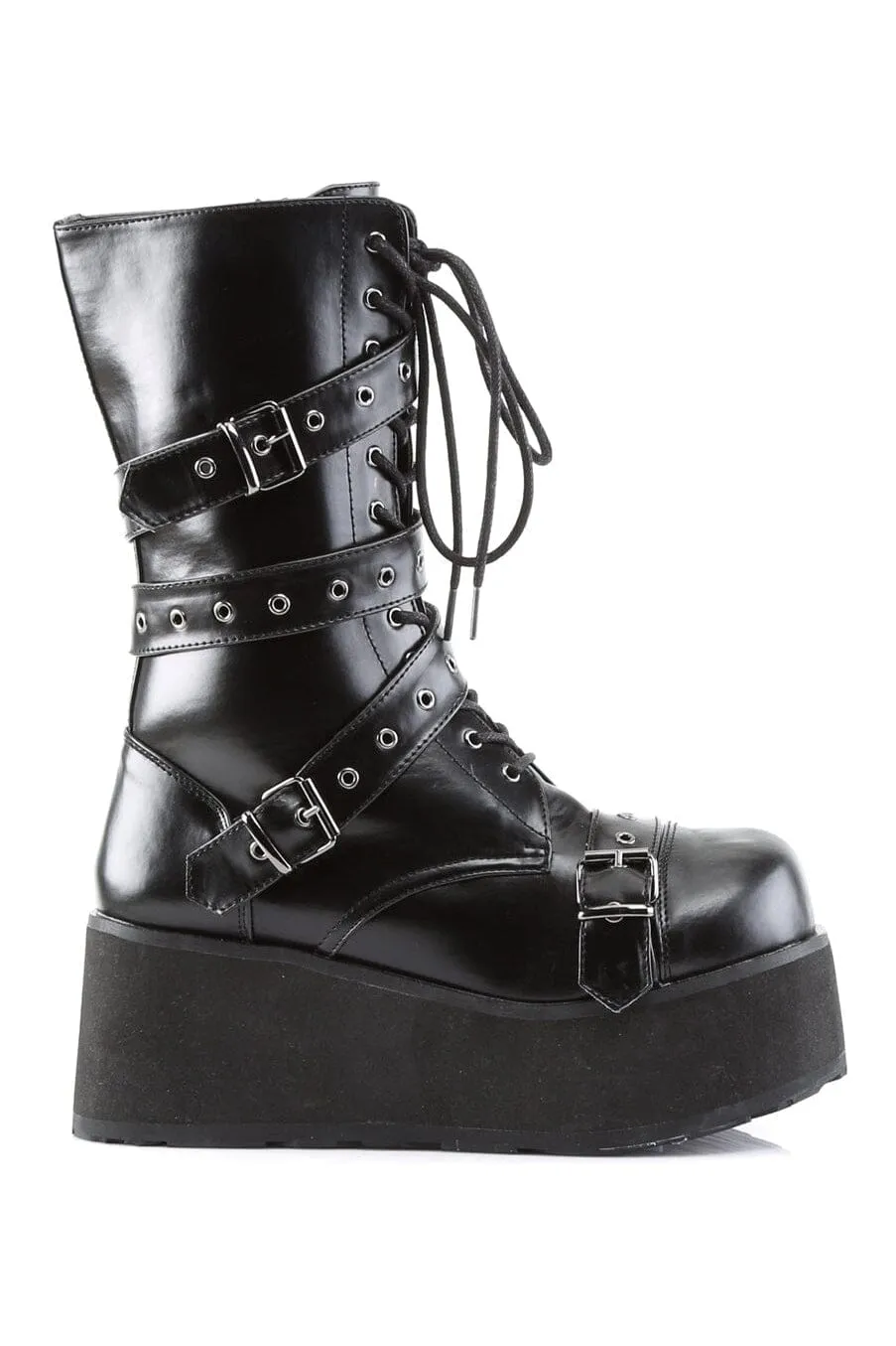 TRASHVILLE-205 Black Vegan Leather Knee Boot