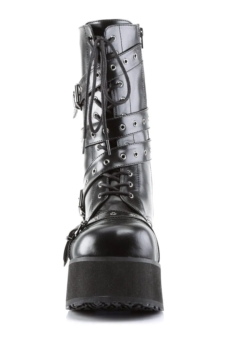 TRASHVILLE-205 Black Vegan Leather Knee Boot