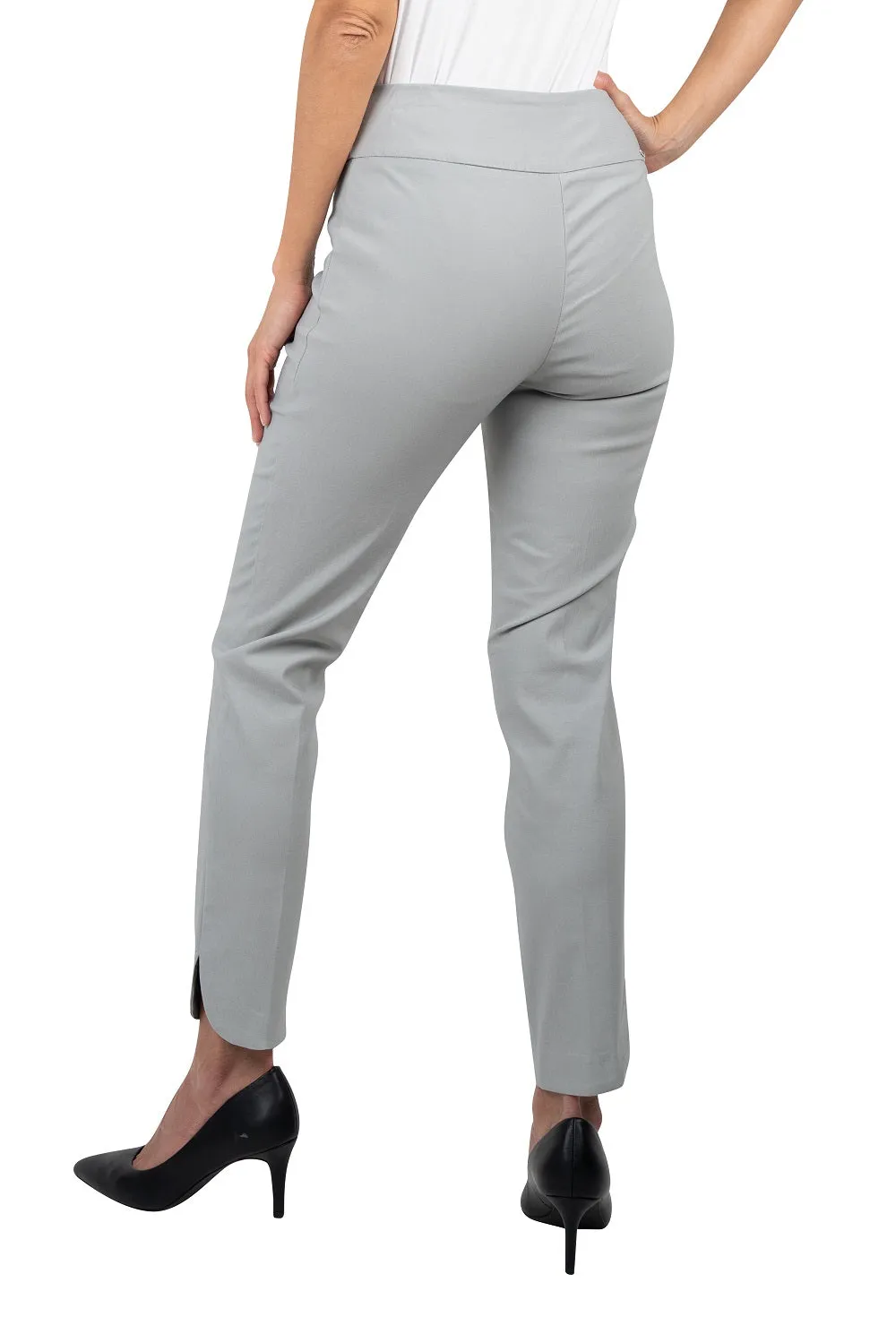 UP! PANTS - 28" Petal Slit Ankle Pant in Dove Grey - 65027