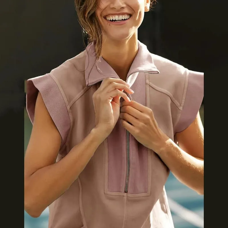 🌸Up to 40% off🔥Women's Sporty Half Zip Pullover Sleeveless Mini Dress