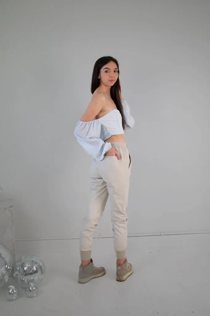 Vince "Sleek" Lamb Leather Joggers in Tan - Size Small