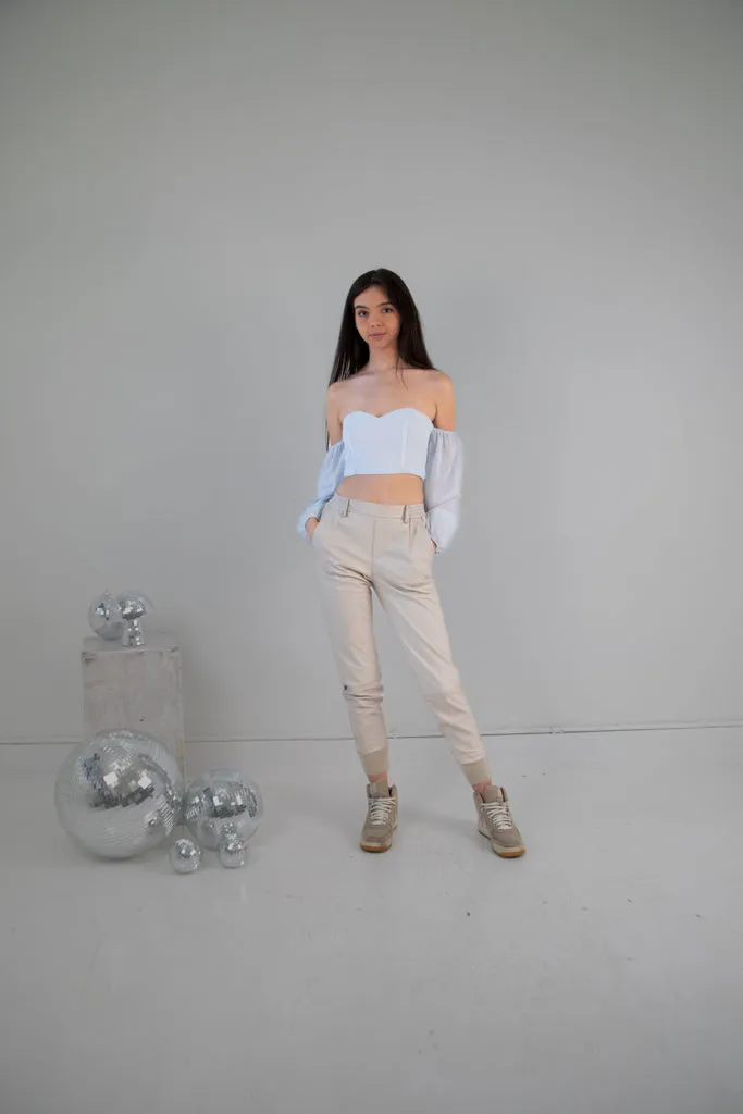 Vince "Sleek" Lamb Leather Joggers in Tan - Size Small