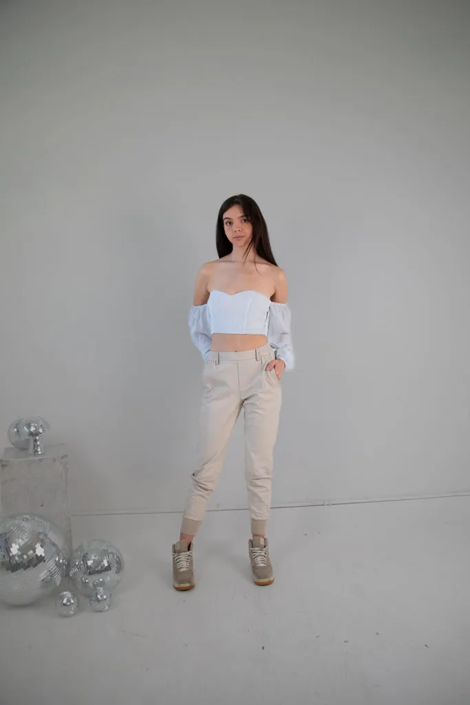 Vince "Sleek" Lamb Leather Joggers in Tan - Size Small