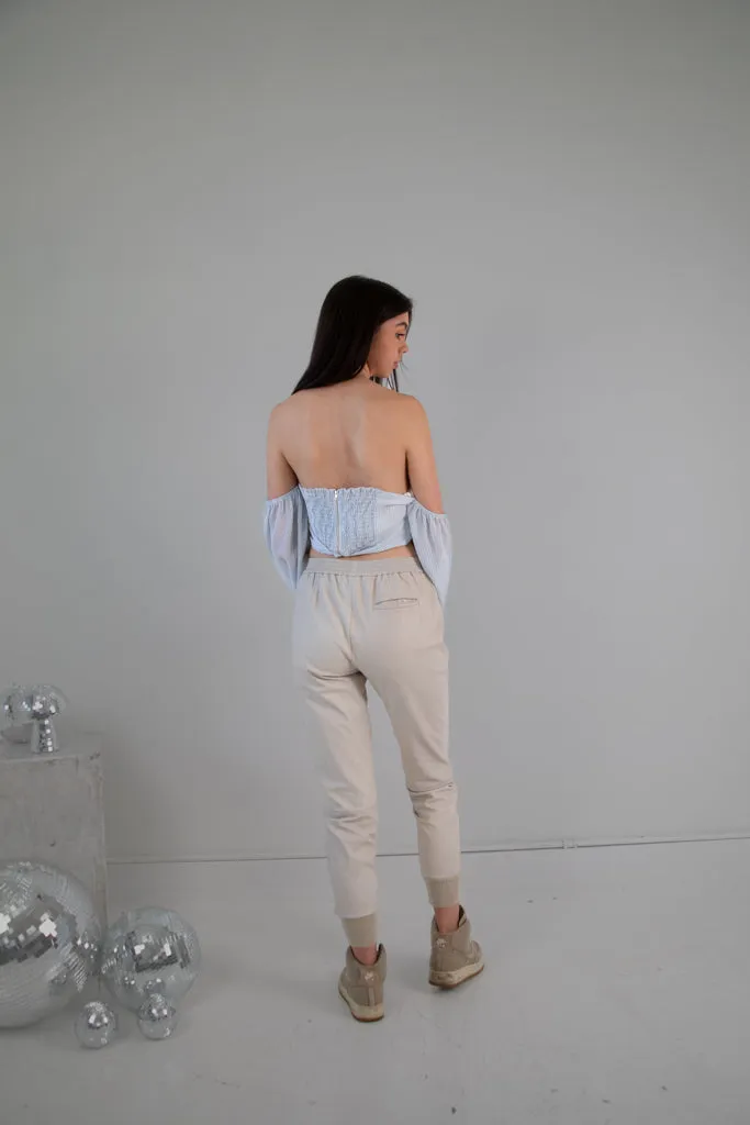 Vince "Sleek" Lamb Leather Joggers in Tan - Size Small