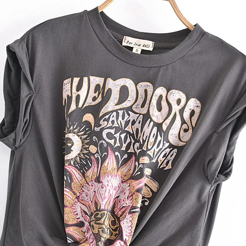 Vintage Letter Print Short T-Shirt - New