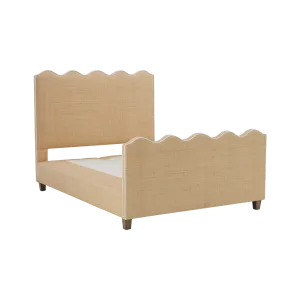 Wave Platform Bed with Footboard - Natural Raffia
