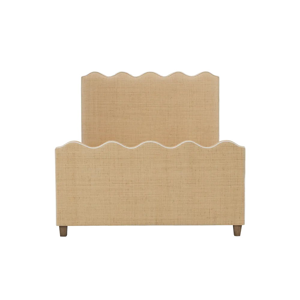 Wave Platform Bed with Footboard - Natural Raffia