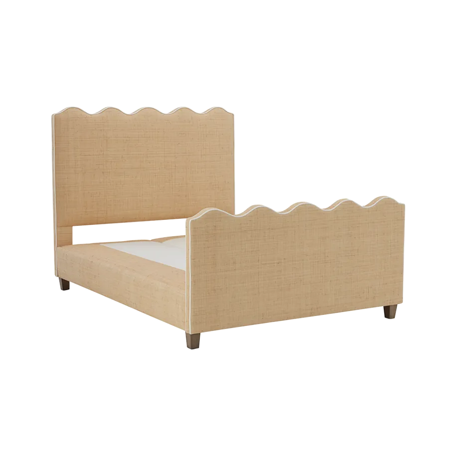 Wave Platform Bed with Footboard - Natural Raffia