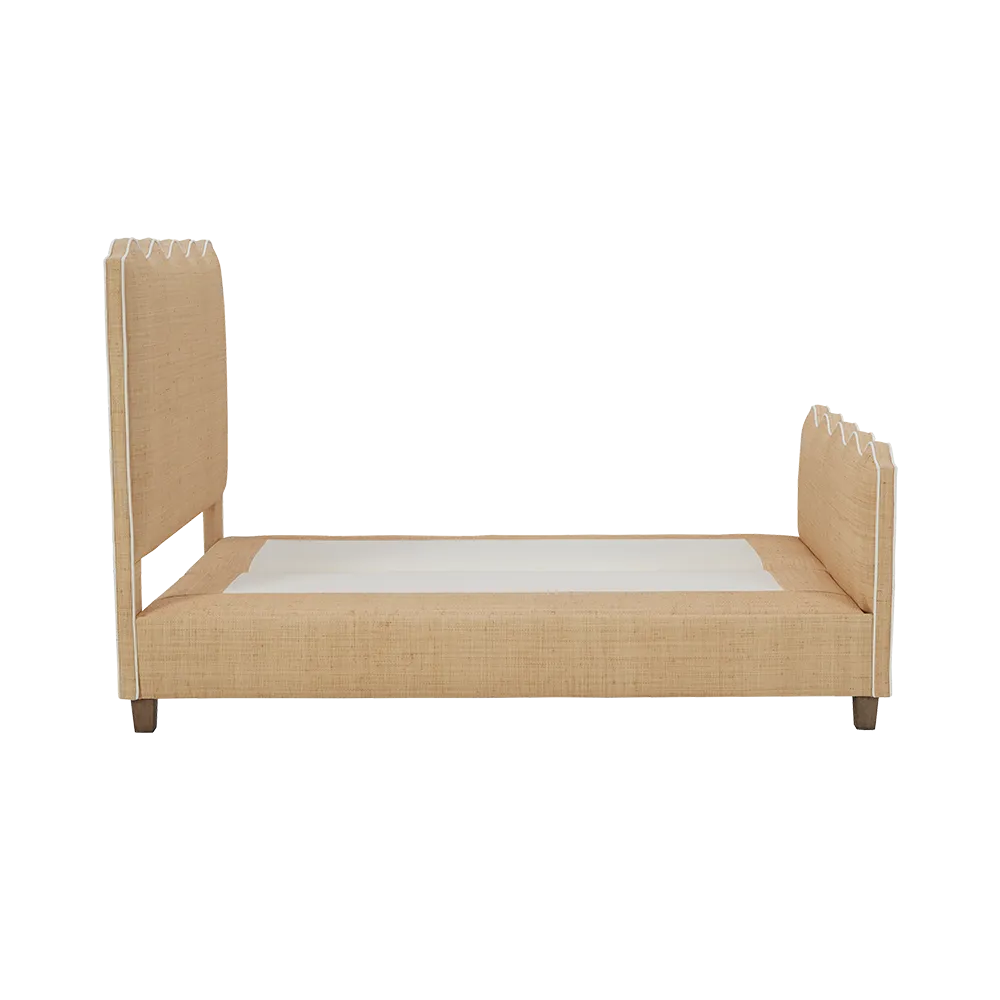 Wave Platform Bed with Footboard - Natural Raffia