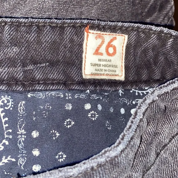 We The free Charcoal Super High Waisted Button Front Denim Jean Mini Skirt