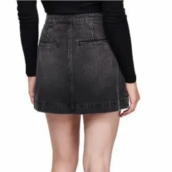 We The free Charcoal Super High Waisted Button Front Denim Jean Mini Skirt