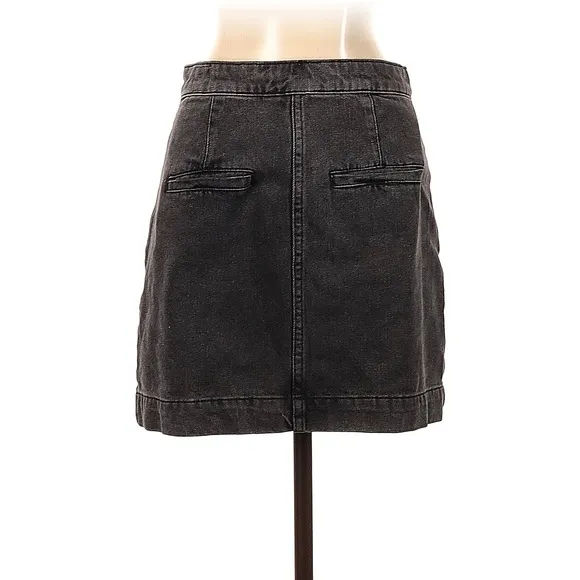 We The free Charcoal Super High Waisted Button Front Denim Jean Mini Skirt