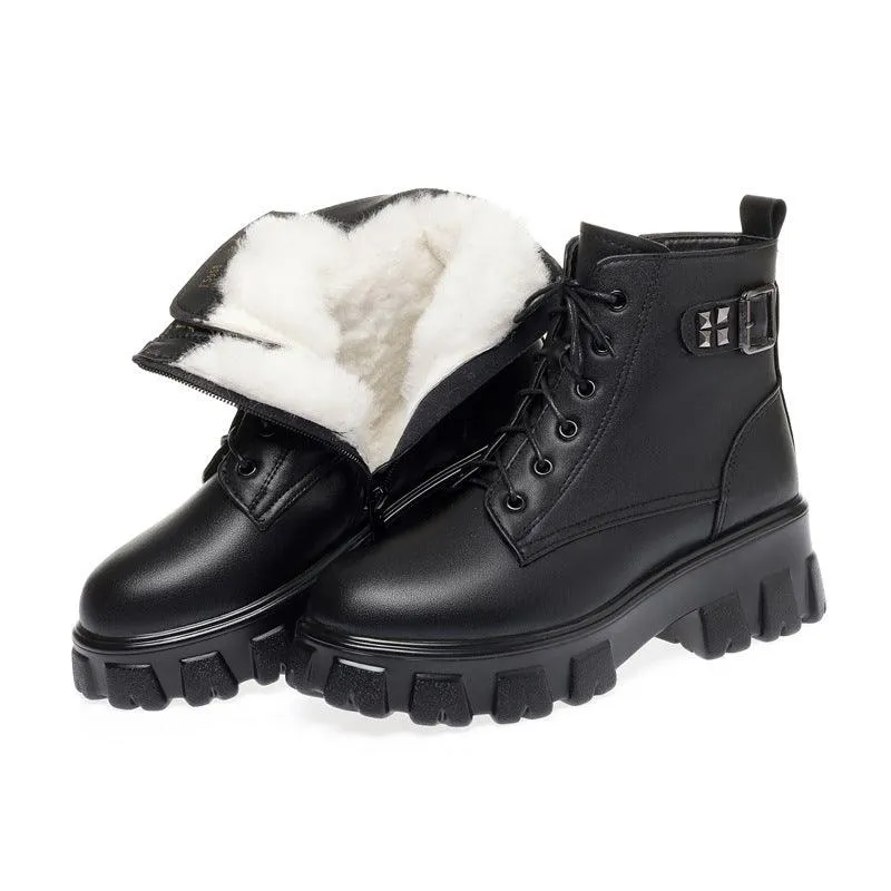 Women's Short Mid-heel Platform Martin Boots