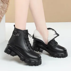 Women's Short Mid-heel Platform Martin Boots