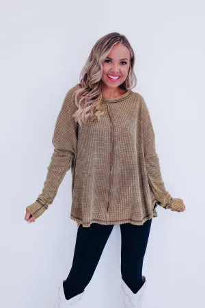 Wrenley Waffle Knit Top - Mocha