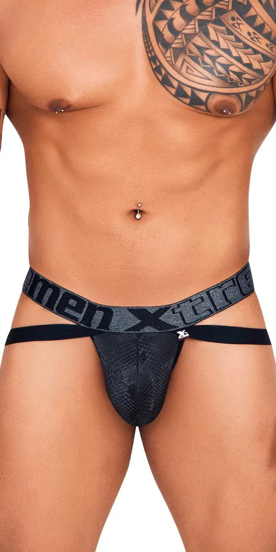 Xtremen 91128 Snake Print Jockstrap Black