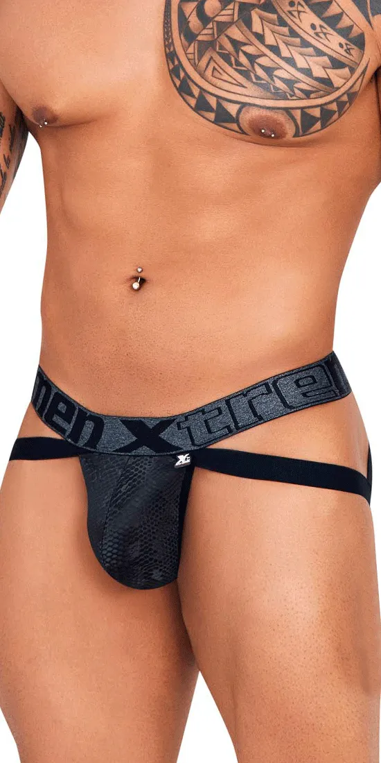 Xtremen 91128 Snake Print Jockstrap Black