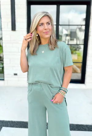 Z SUPPLY Shayla Cotton Jersey Crew Neck Tee in Palm Green